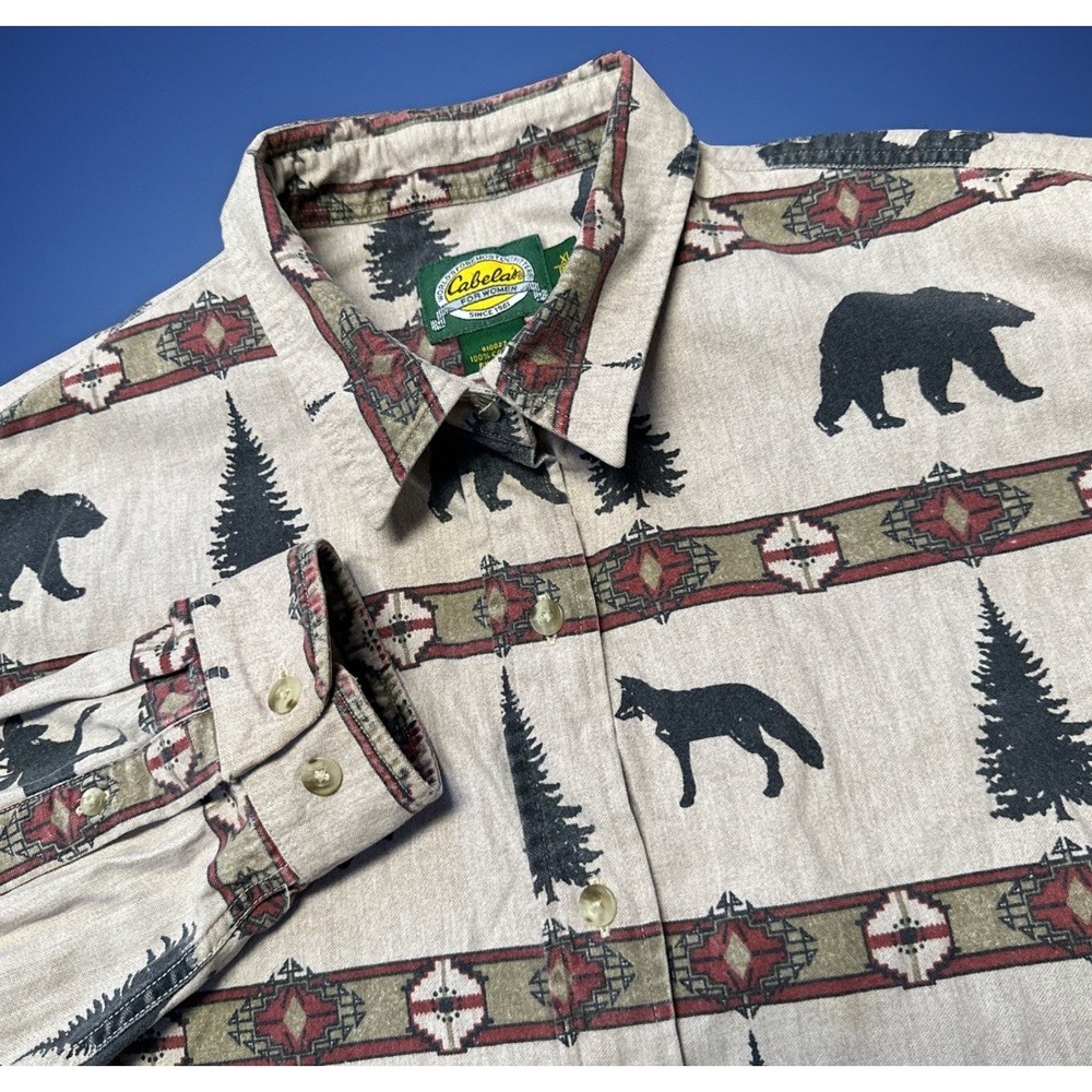 Cabela's Flannel Shirt Men's XL Aztec Print Christmas Western Outdoor Casual